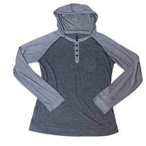 ARSNL Mens Two Toned Gray Long Sleeve Pullover Hoodie Sweatshirt Top Hooded M